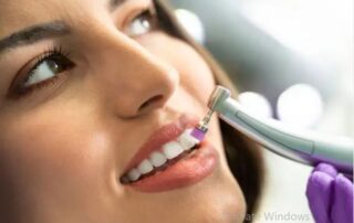 Women having tooth cleaning